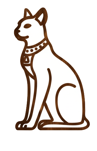 Icone de la déesse Bastet, divinité protectrice représentée sous forme de chat en Égypte antique.