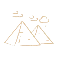 Icône stylisée des pyramides symbolisant 4500 ans d'histoire et d'héritage égyptien.