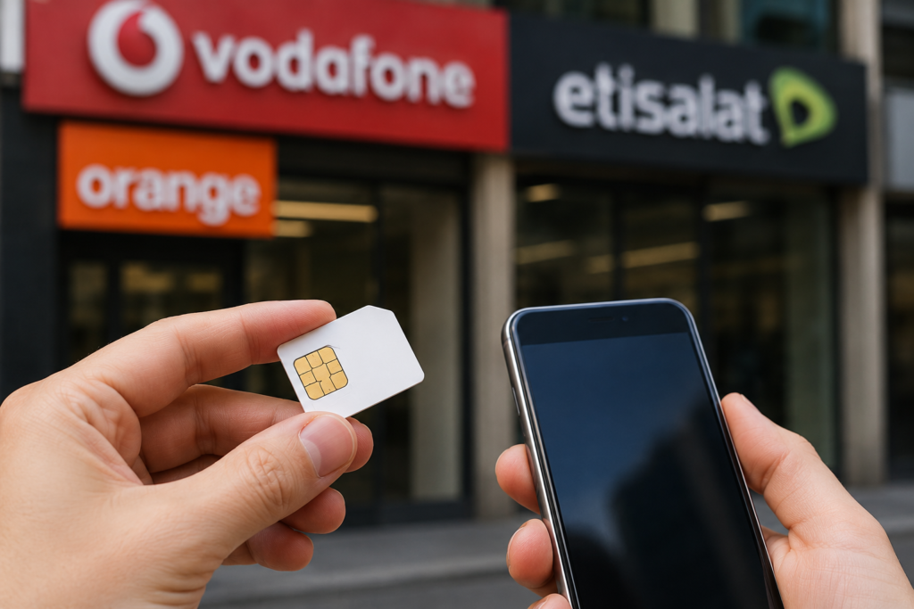 Carte SIM en Égypte avec les principaux opérateurs Vodafone, Orange, WE et Etisalat.