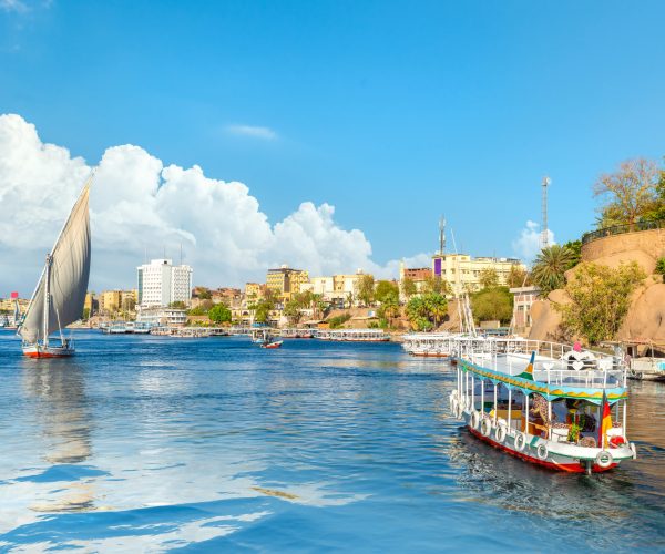 Cityscape of Aswan at sunny summer day, Egypt